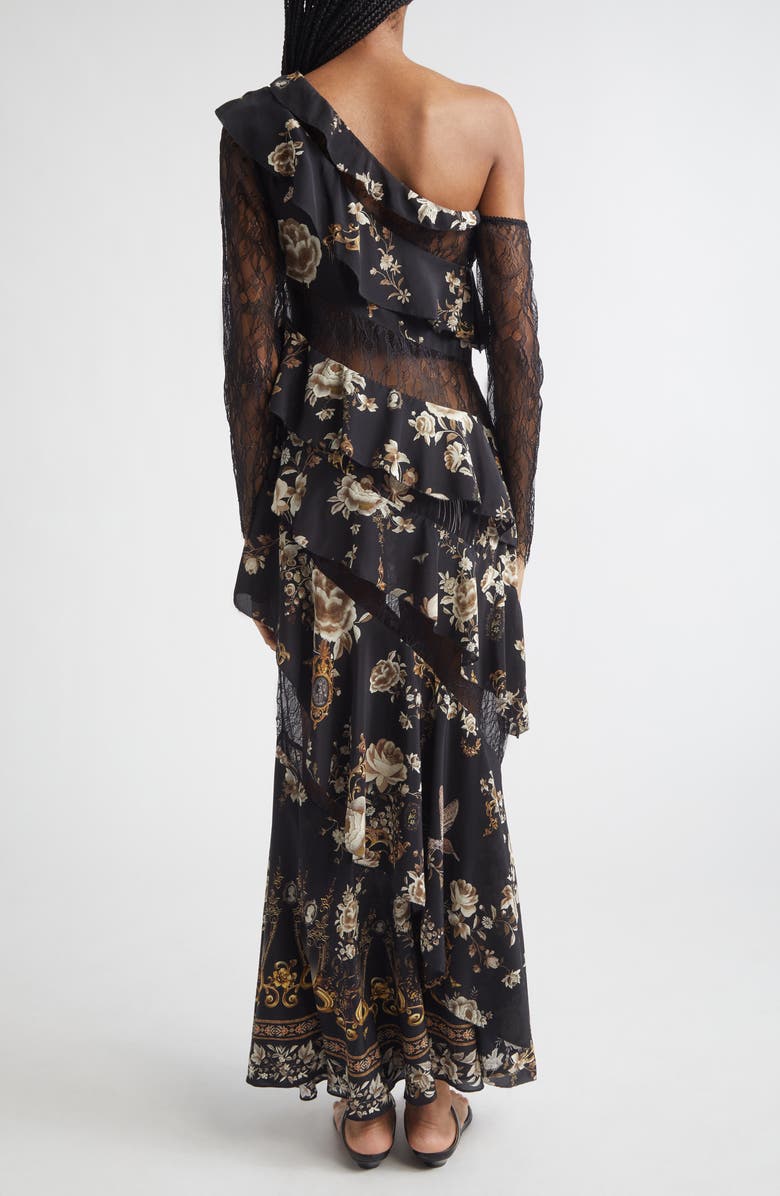 Camilla Flamenco Floral Print Long Sleeve Tiered Silk Maxi Dress, Alternate, color, Flamenco Folklore