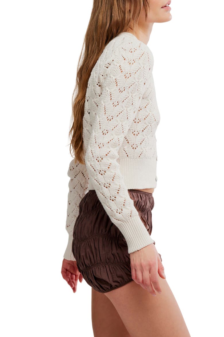 Pretty in Cotton Pointelle Cardigan, Alternate, color, IVORY