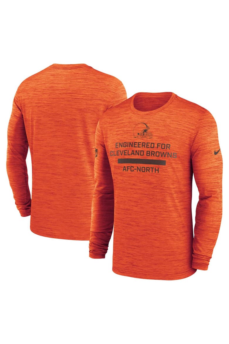 Men's Nike Orange Cleveland Browns Sideline Velocity Performance Long Sleeve T-Shirt, Alternate, color, Orange