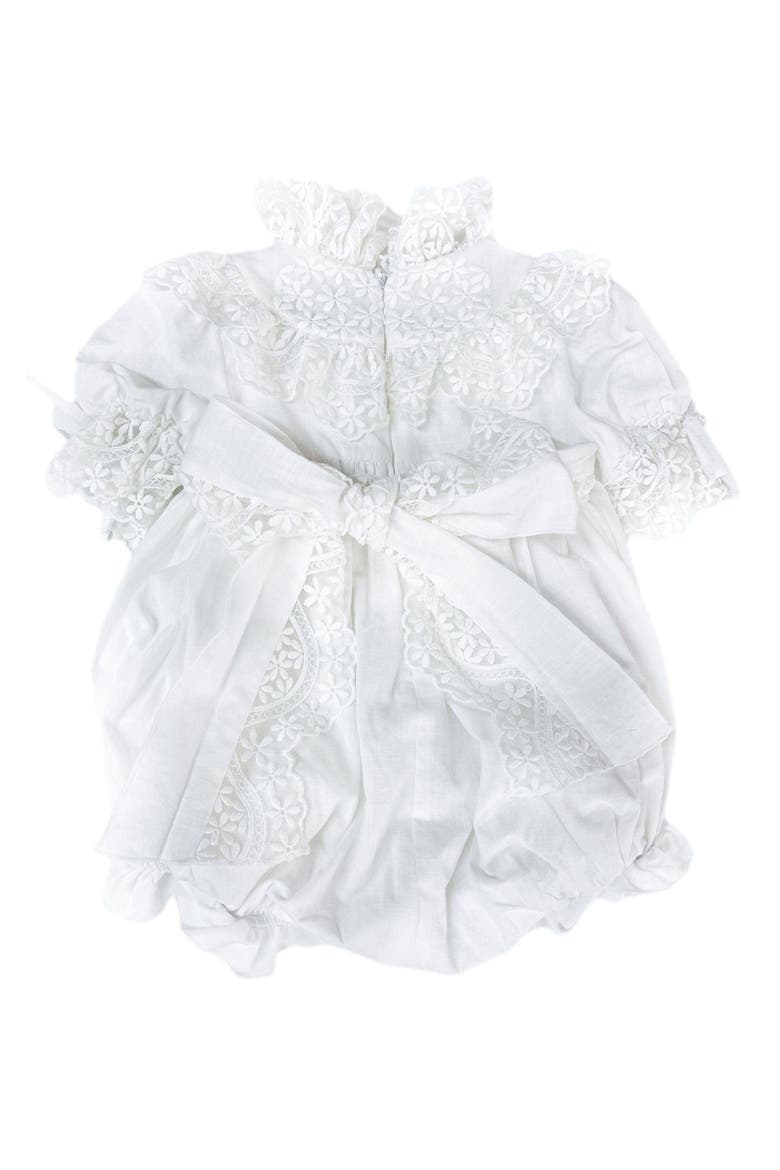 Katherine Embroidered Linen Romper, Alternate, color, White