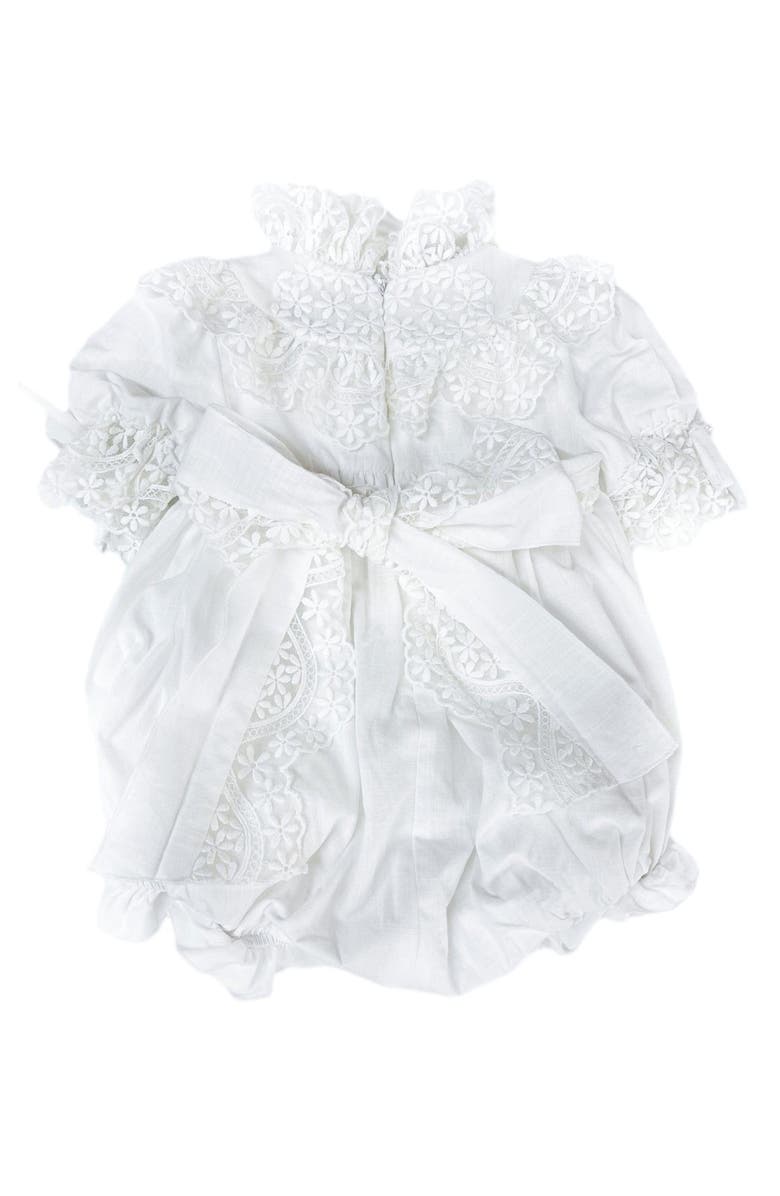 Petite Maison Kids Katherine Embroidered Linen Romper, Alternate, color, White