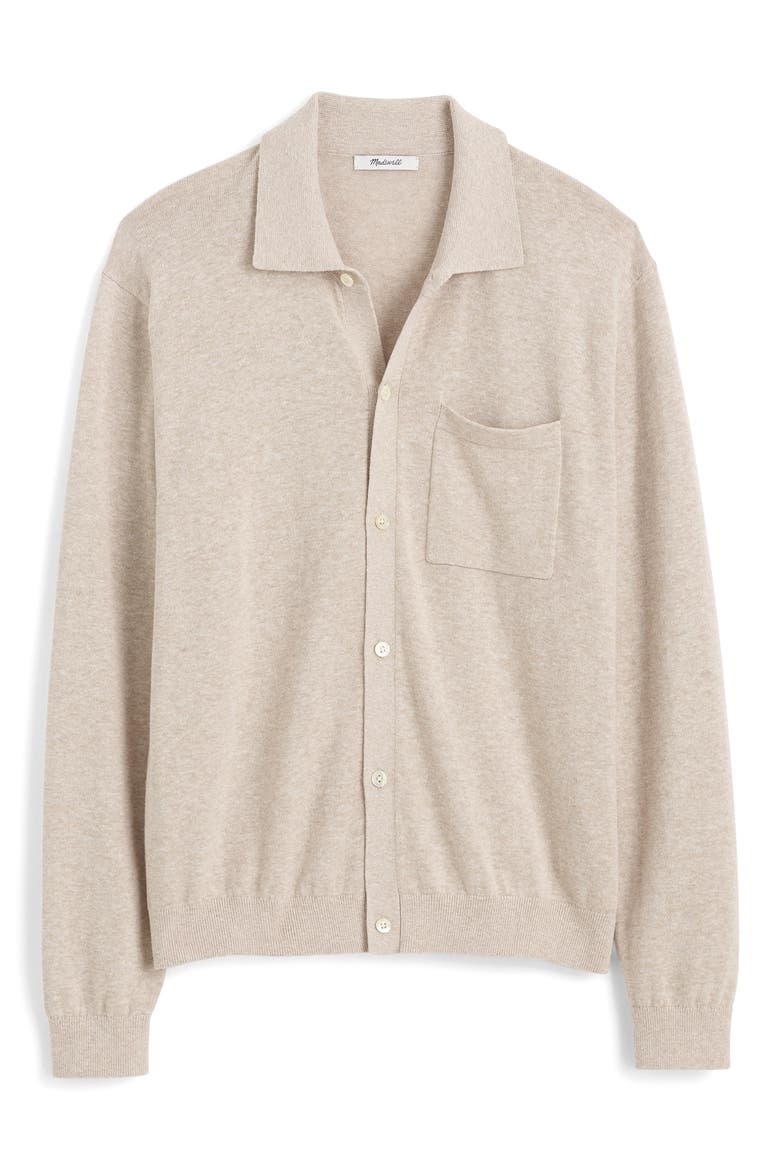 Lightweight Cotton & Linen Blend Cardigan, Alternate, color, HEATHER BROWN