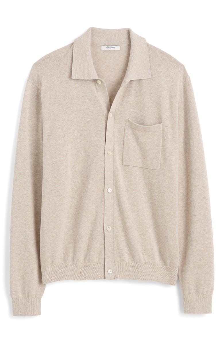 Madewell Lightweight Cotton & Linen Blend Cardigan, Alternate, color, Heather Brown