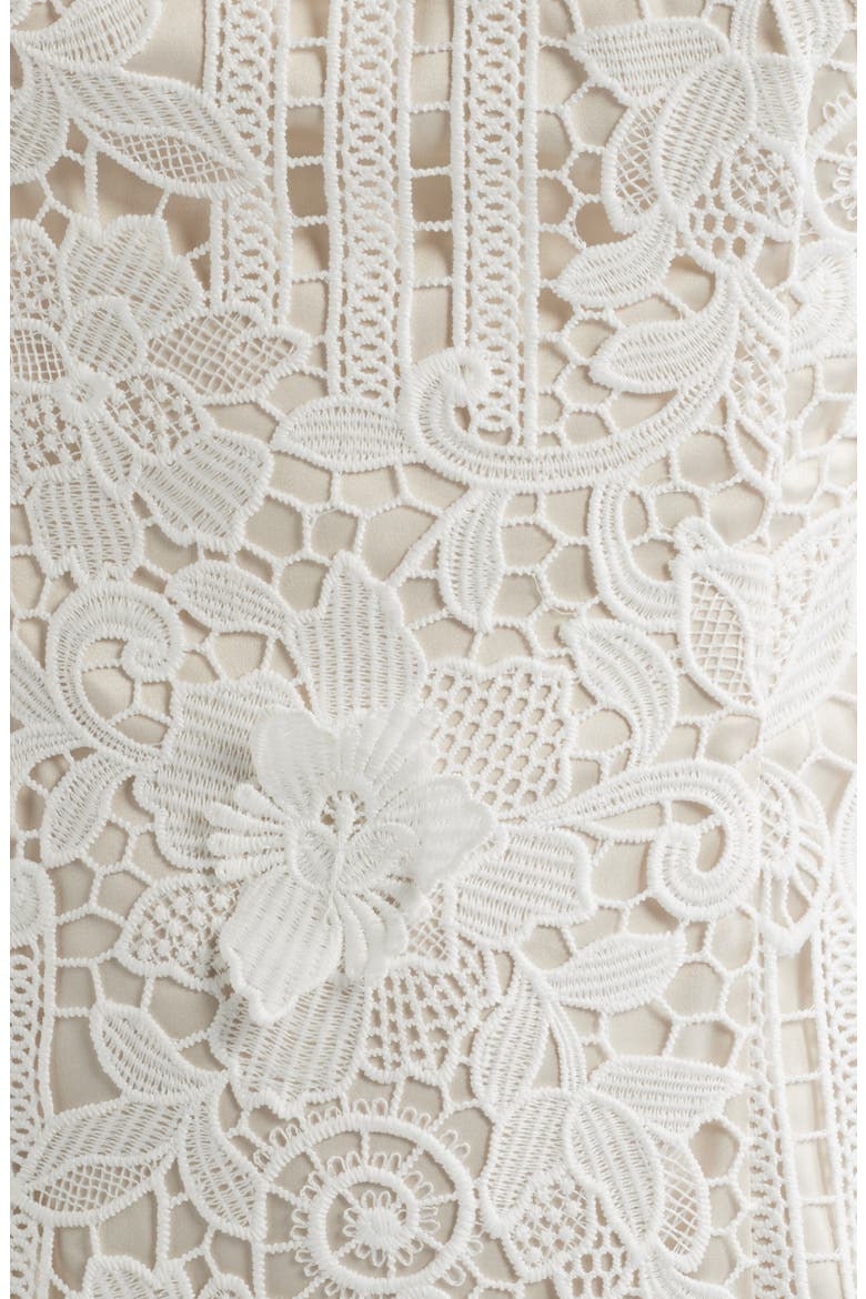 Floral Appliqué Lace Sheath Dress, Alternate, color, IVORY