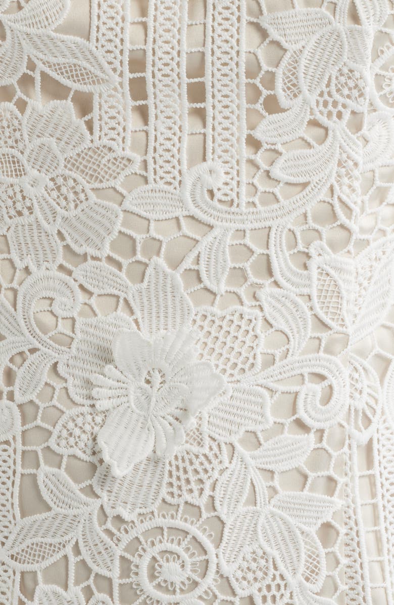 Eliza J Floral Appliqué Lace Sheath Dress, Alternate, color, Ivory
