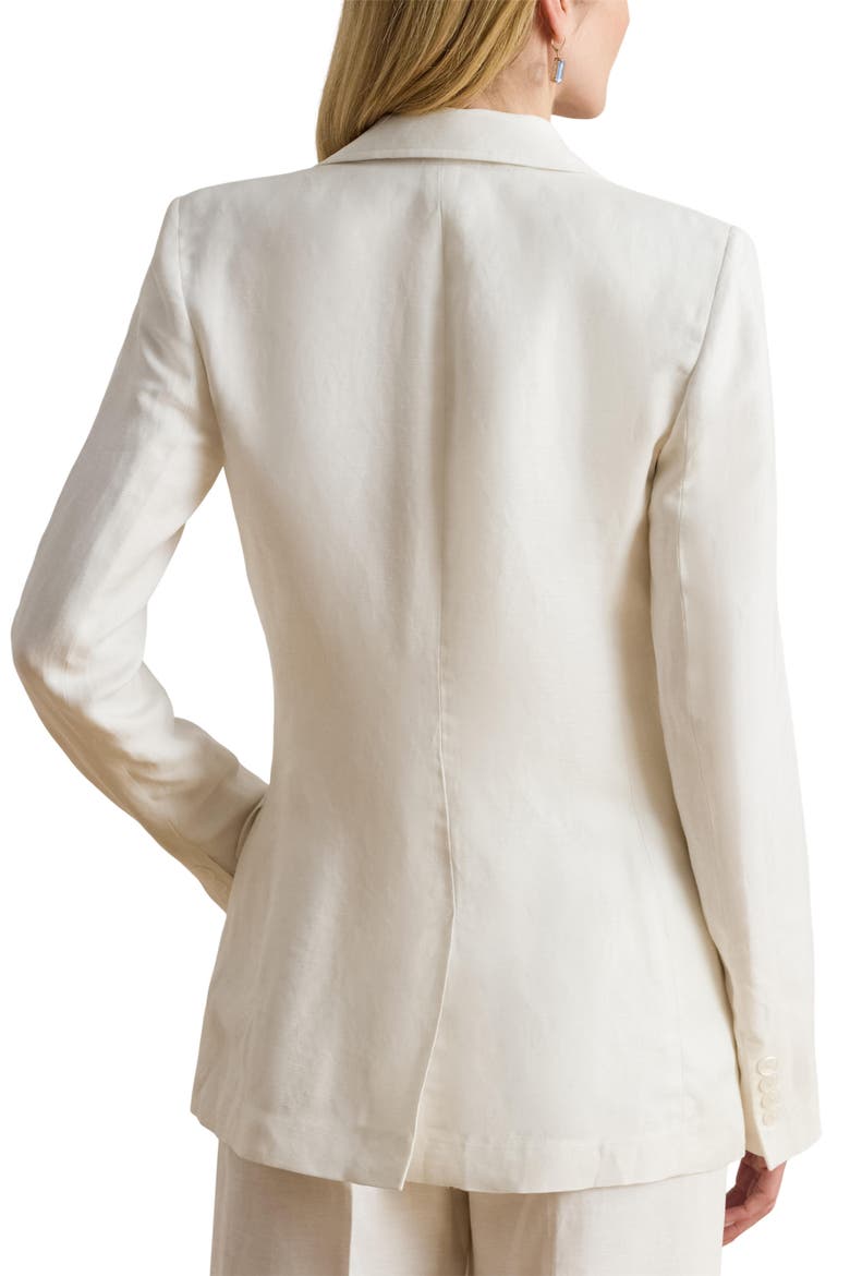 One-Button Linen Blend Blazer, Alternate, color, WHITE