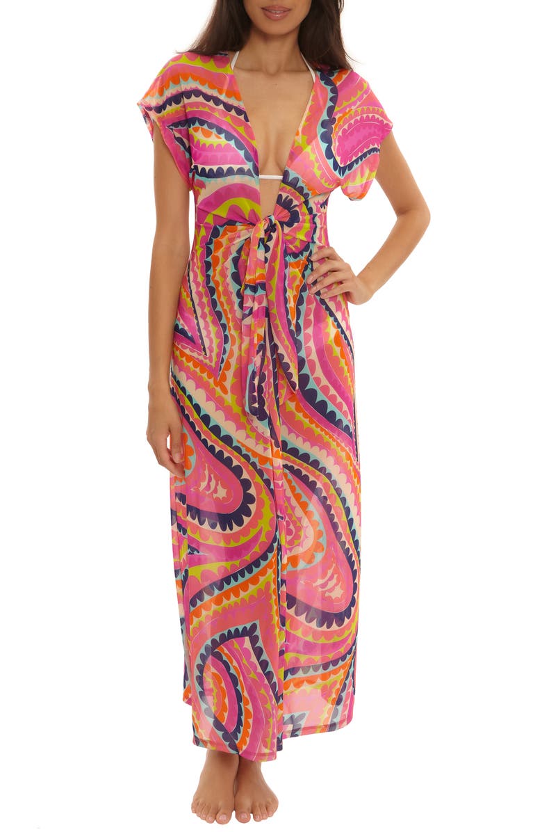 Trina Turk Aphrodite Sheer Mesh Cover-Up Dress, Main, color, 