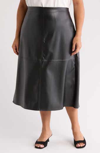 MAX STUDIO Faux Leather Midi Skirt