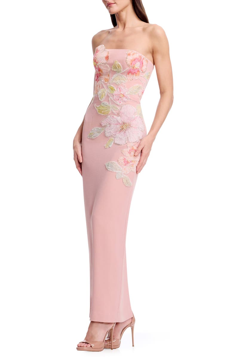 Dress the Population Viviana Sequin Floral Strapless Column Gown, Alternate, color, Blush Multi