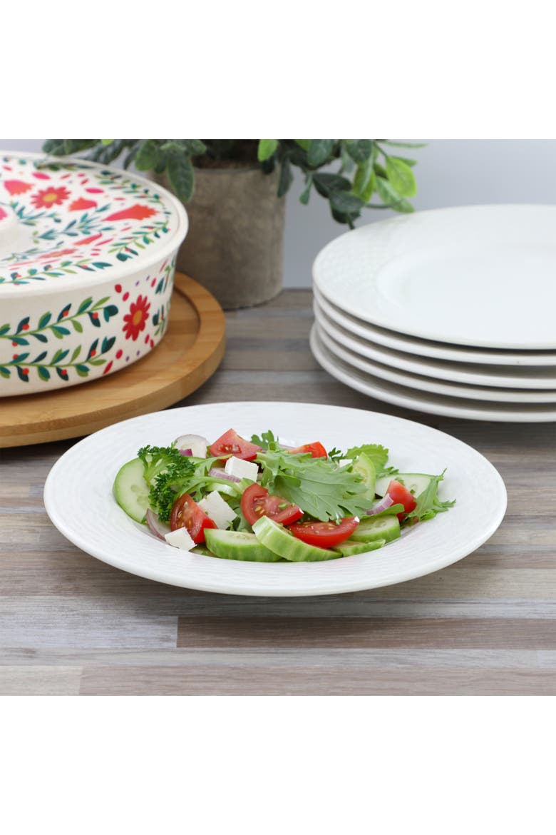Ophelia 6 Piece Stoneware Salad Plate Set in White, Alternate, color, White