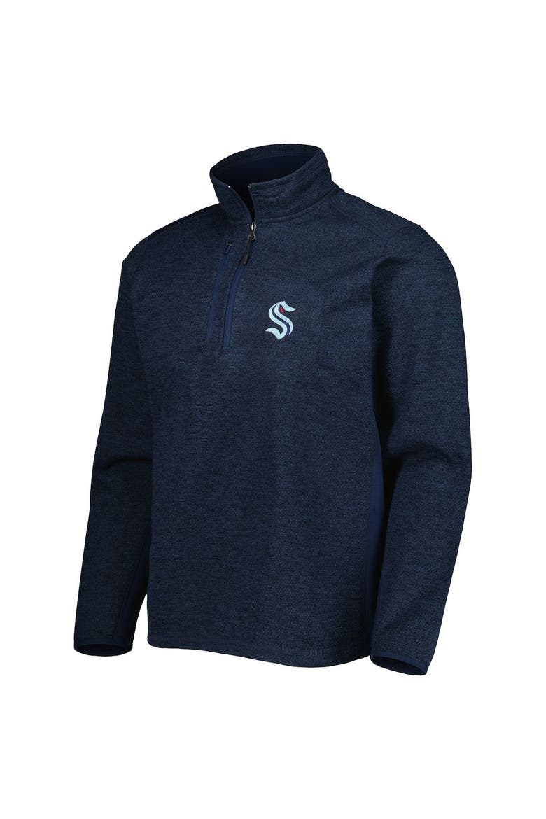 Men's Antigua Heathered Deep Sea Blue Seattle Kraken Course Quarter-Zip Jacket, Alternate, color, Heather Navy