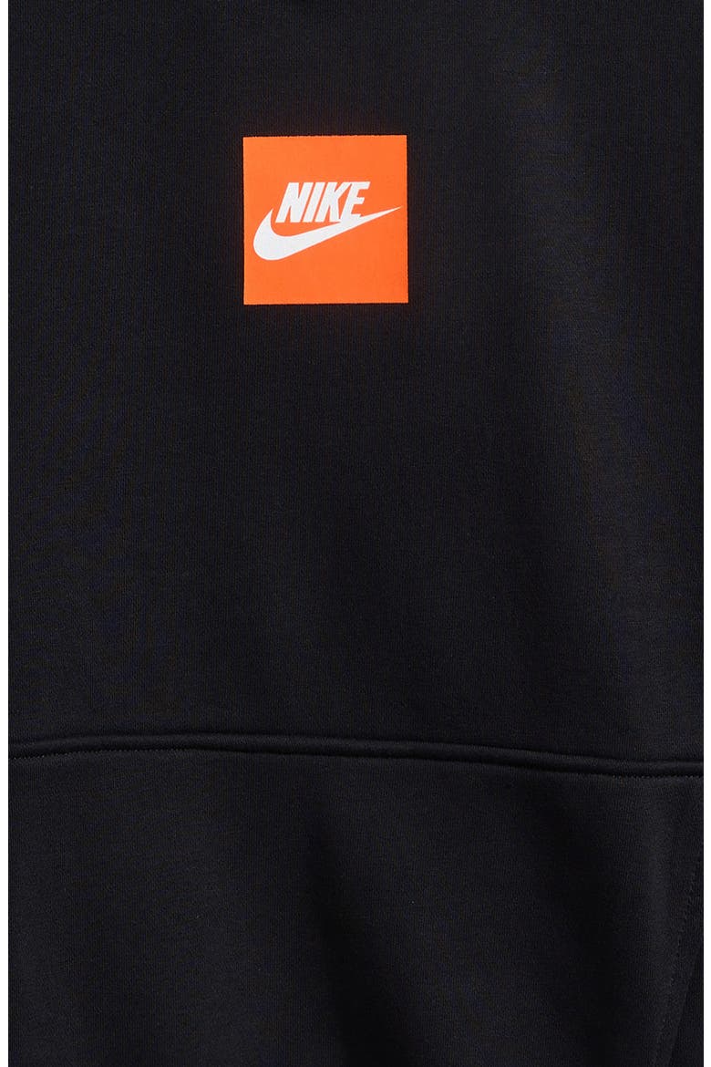 Kids' Sportswear Box French Terry Hoodie, Alternate, color, BLACK/ WHITE