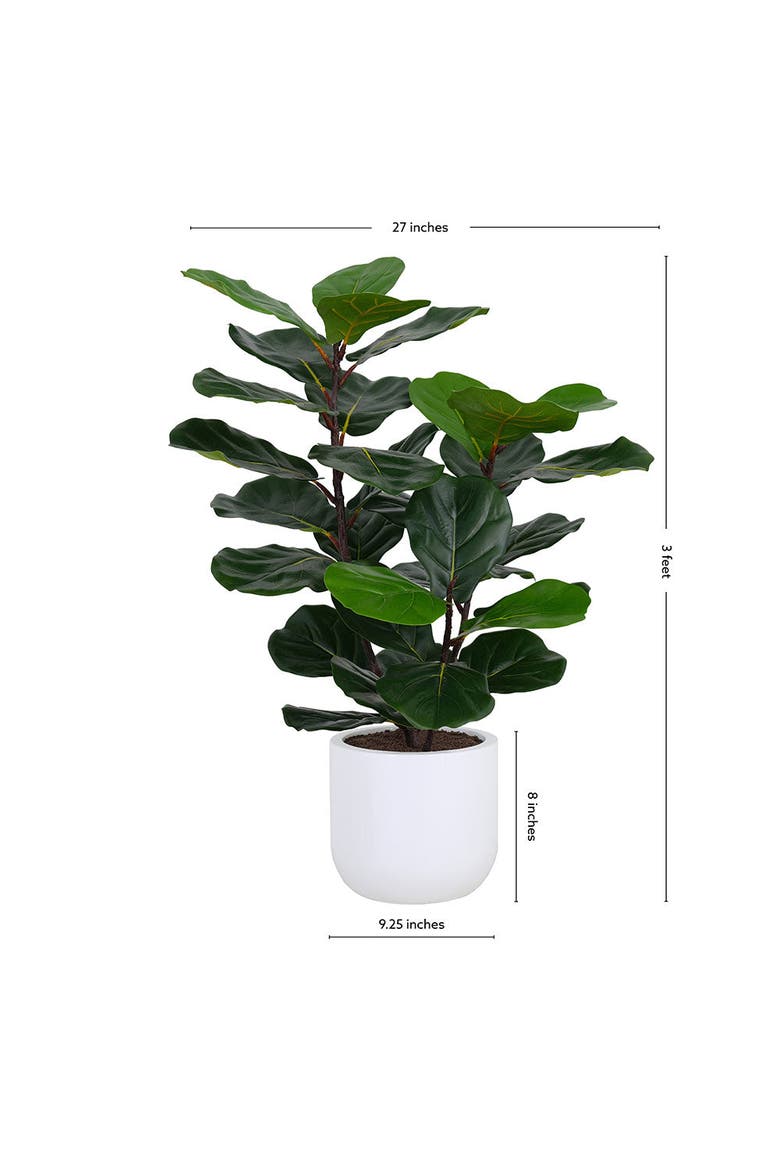 3 ft Faux Potted Fiddle Leaf Fig Tree, Alternate, color, Green