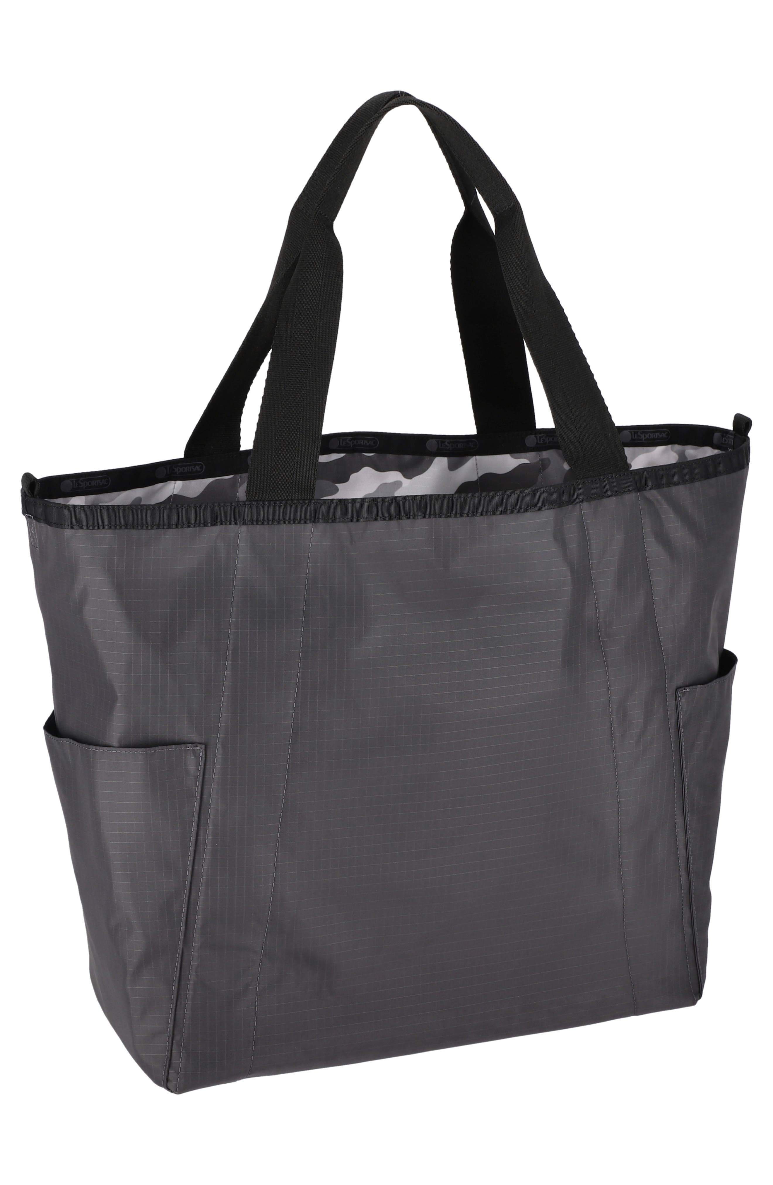 LeSportsac Large Reversible Pocket Tote Bag, Alternate, color, 2 Way Gray Camo/ Thunder