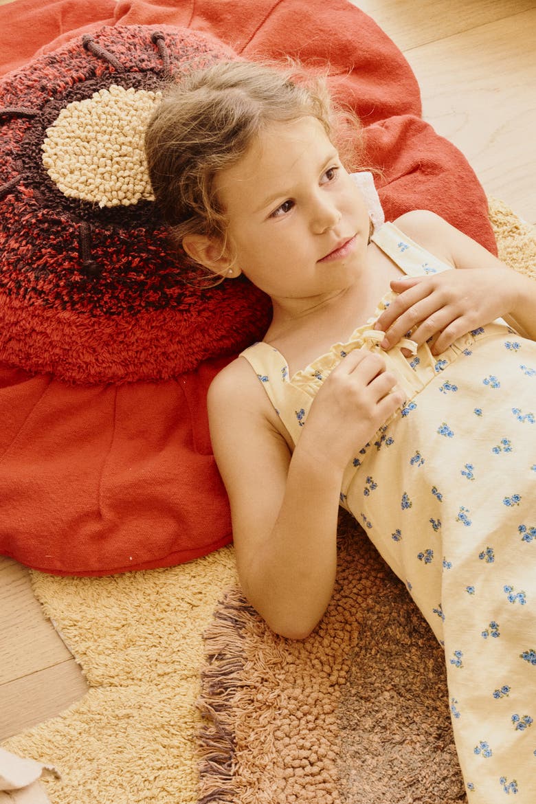 Floor Cushion Poppy, Alternate, color, Red, Honey, Natural