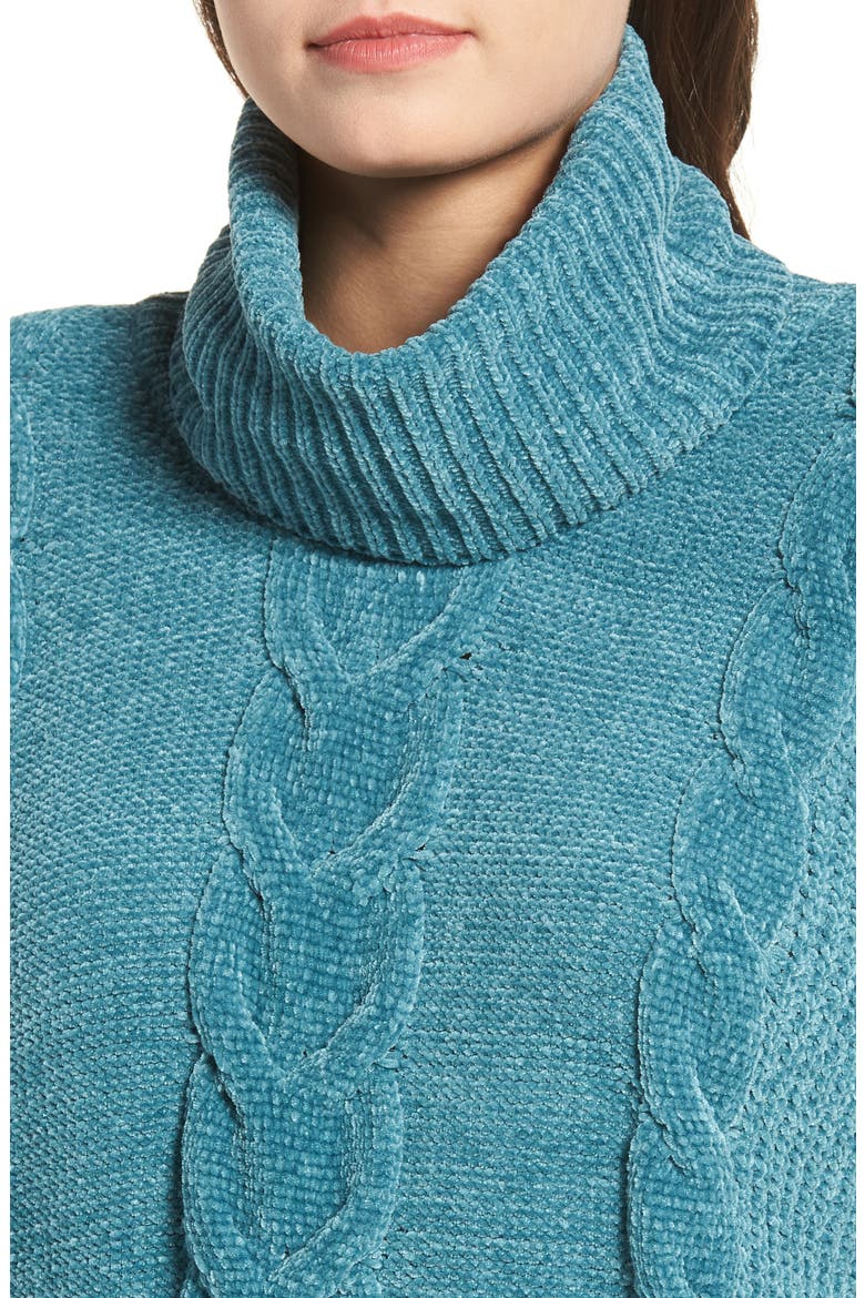 Cable Knit Chenille Sweater, Alternate, color, TEAL HYDRO