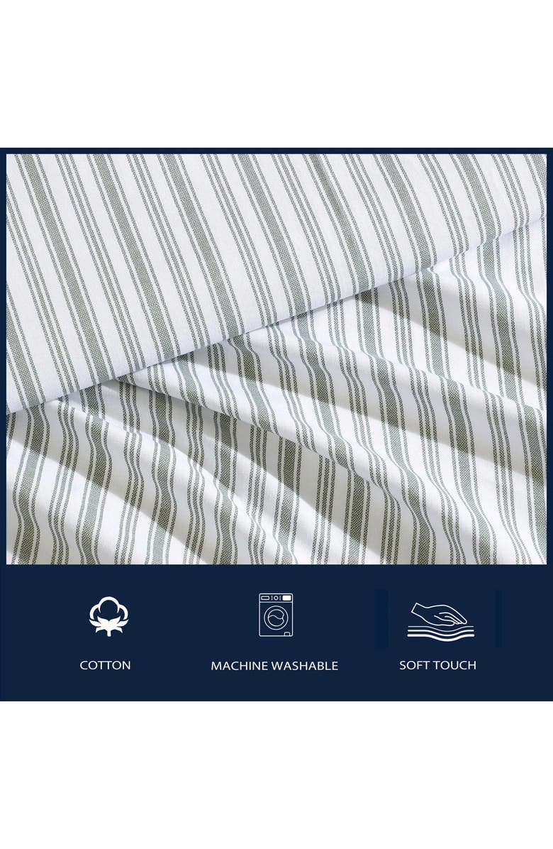 Nautica Coleridge Stripe 200-Thread Count Cotton Percale Sheet Set, Alternate, color, Medium / Dark Green