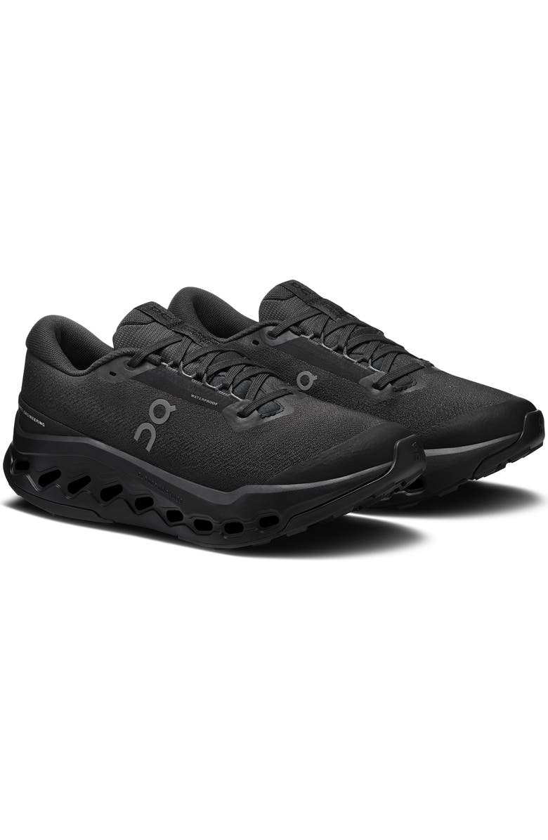 On Cloudsurfer Trail 2 Waterproof Trail Running Shoe, Main, color, Black/ Black