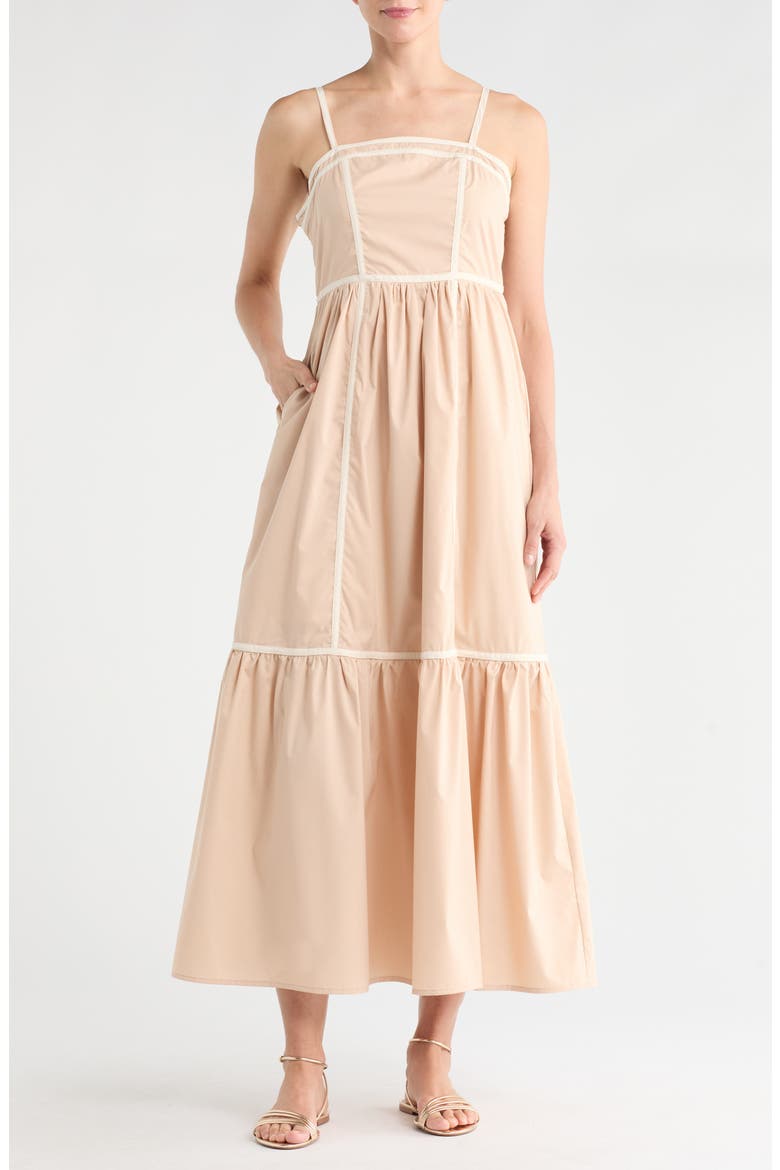 Nia Maxi Dress, Main, color, FROSTED ALMOND/ EGRET