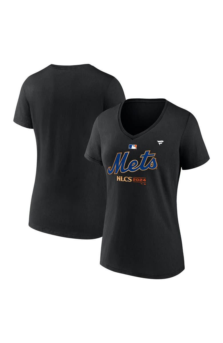 FANATICS Women's Fanatics Black New York Mets 2024 National League Division Series Champions Locker Room V-Neck T-Shirt, Main, color, 