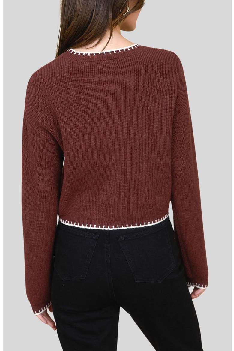 Contrast Stitch Button Front Cardigan, Alternate, color, CHOCOLATE