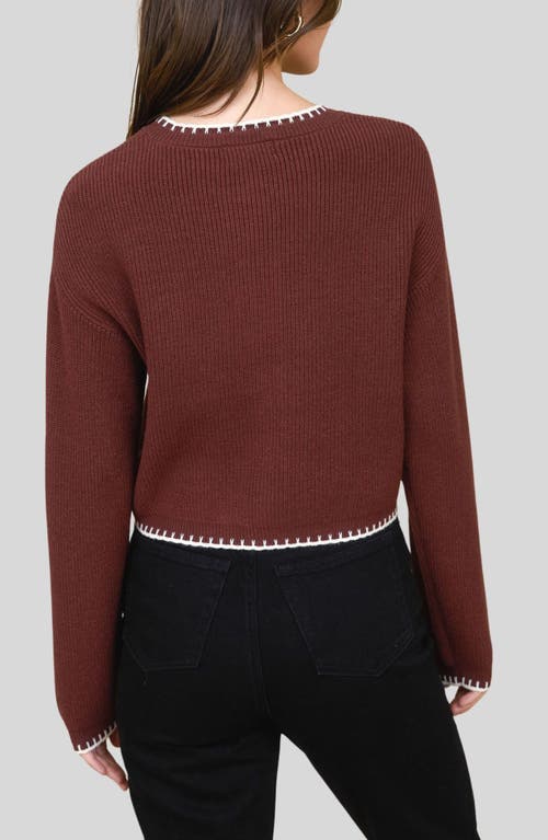 Blu Pepper Contrast Stitch Button Front Cardigan In Brown