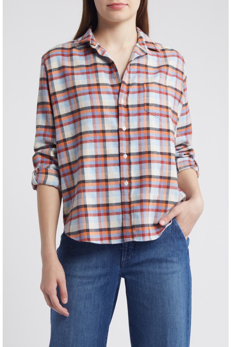 Eileen Relaxed Button-Up Shirt, Main, color, WHITE BLACK RED PLAID