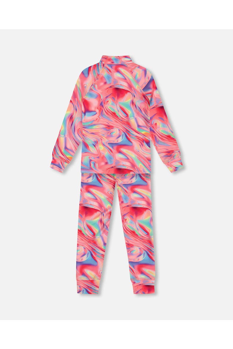 Little Girl's Two Piece Thermal Underwear Set Printed Marble, Alternate, color, Printed Marble