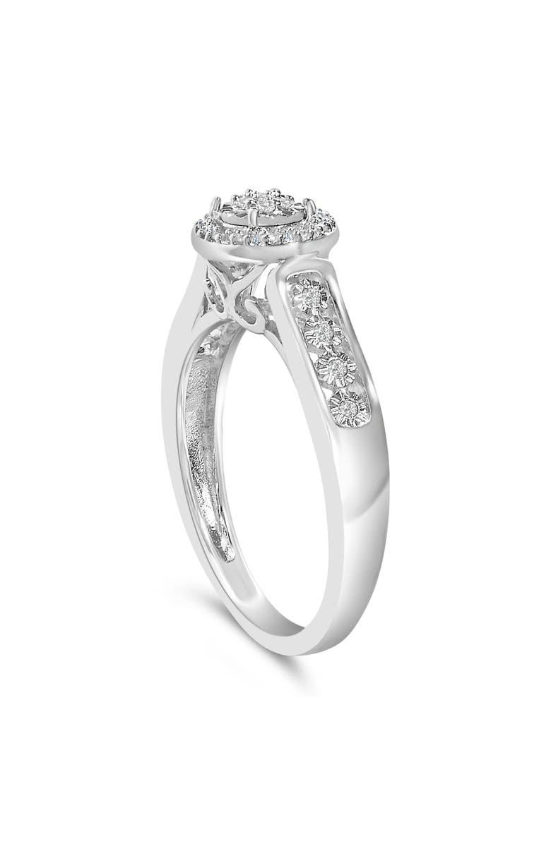 Haus of Brilliance Sterling Silver Diamond Accent Round Cluster Halo Ring, Alternate, color, Silver