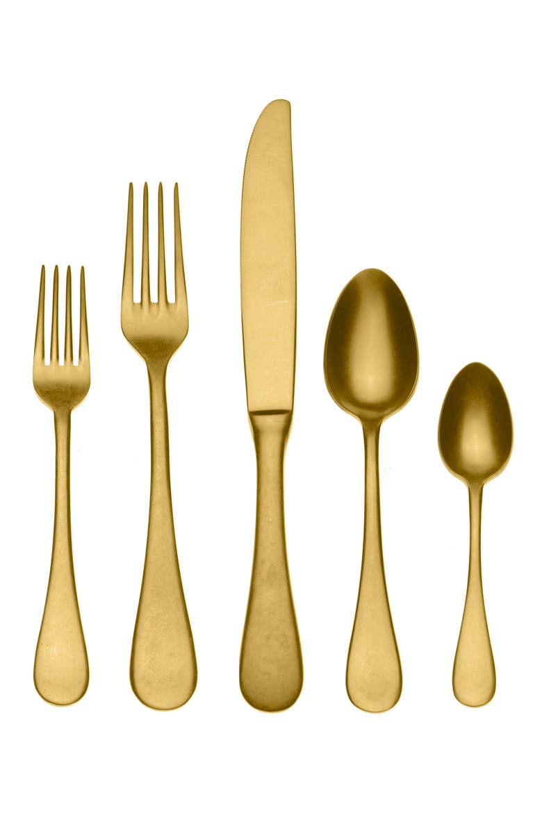 Distressed 5-Piece Place Setting, Main, color, DISTRESSED GOLD