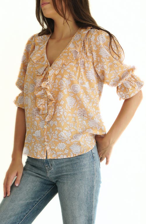 Paneros Clothing Chloe Floral Ruffle Cotton Shirt In Poppy Garden