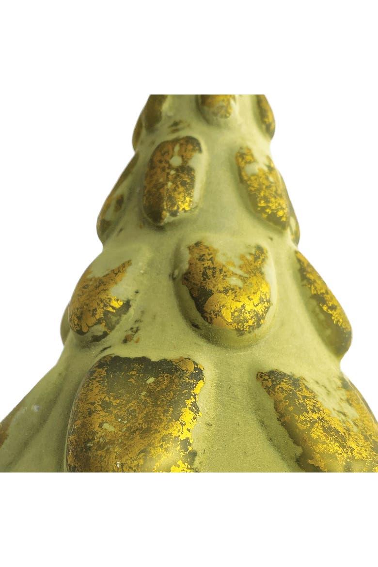 Matte Embossed Glass Tree, Green and Gold, Alternate, color, Gold