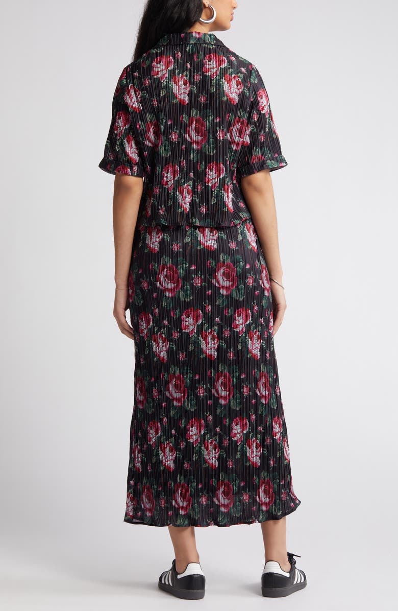 Dressed in Lala C'est La Vie Plissé Camp Shirt & Midi Skirt, Alternate, color, 