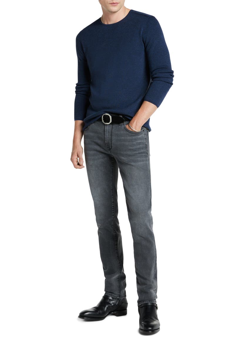 Leira Ribbed Wool & Silk Crewneck Sweater, Alternate, color, DARK NAVY