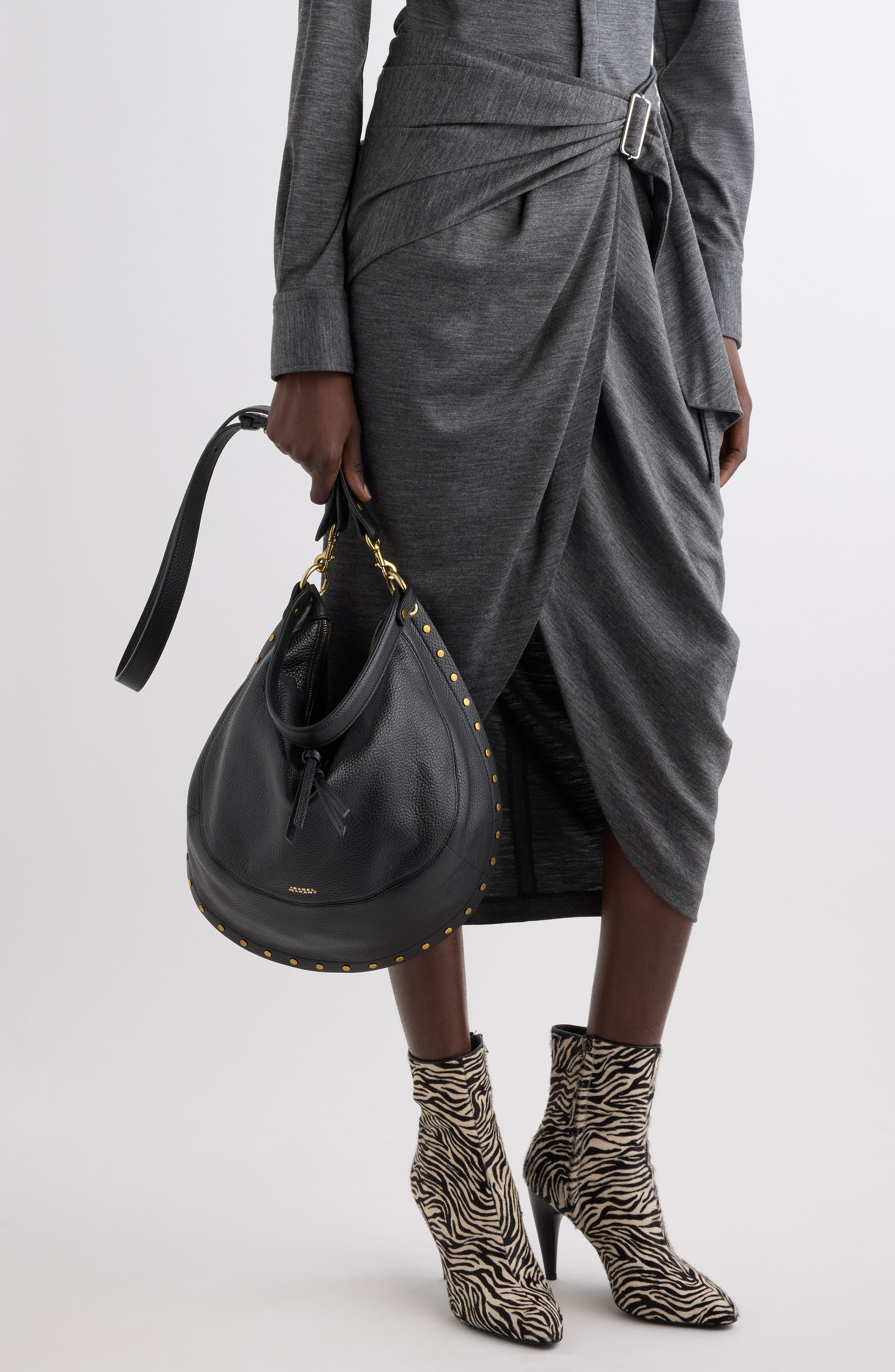 Oskan Soft Leather Hobo, Alternate, color, BLACK 01BK