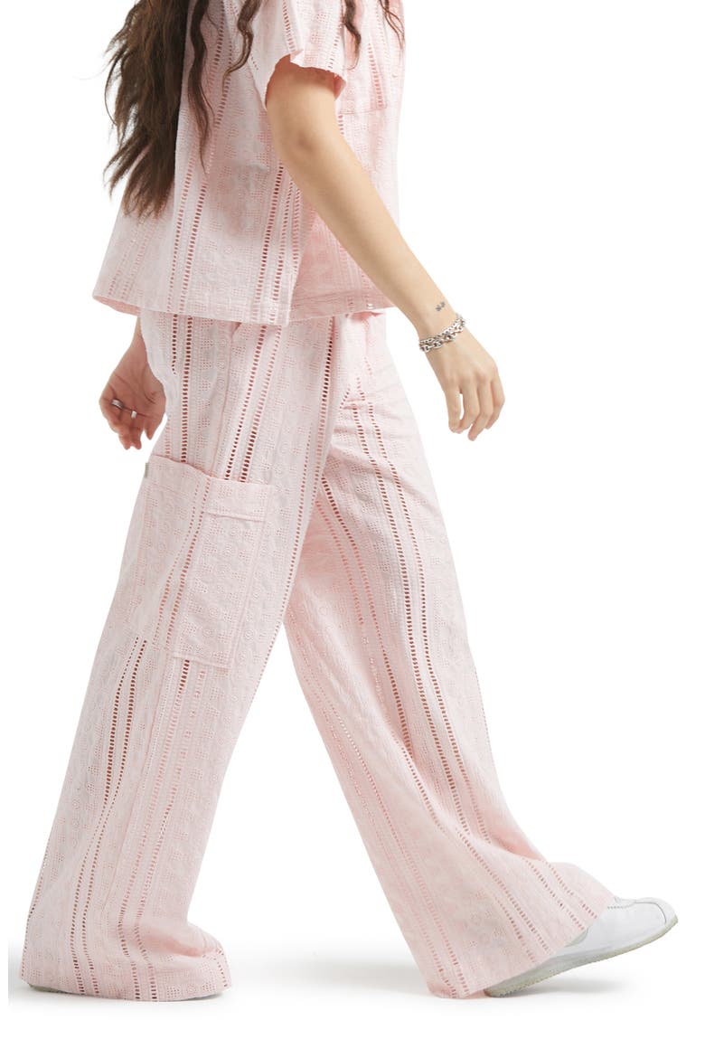 The Mercer Cotton Eyelet Wide Leg Pants, Alternate, color, CHALK PINK