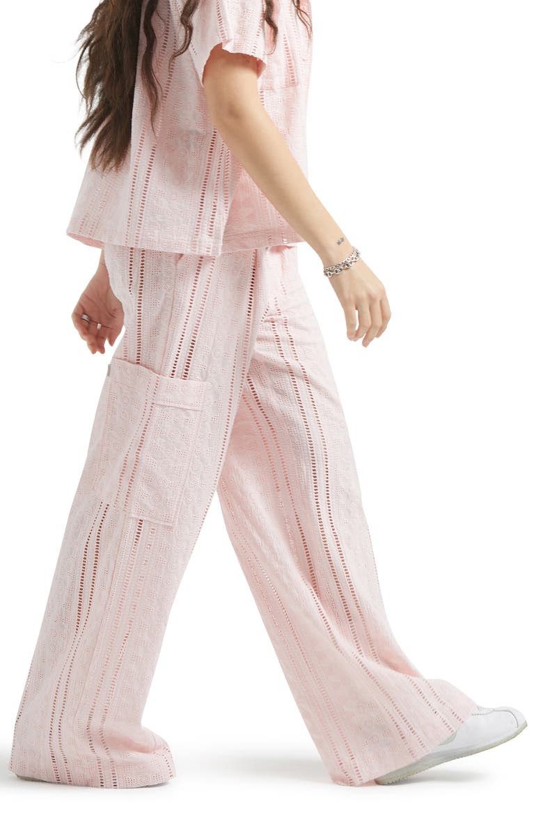 Brixton The Mercer Cotton Eyelet Wide Leg Pants, Alternate, color, Chalk Pink