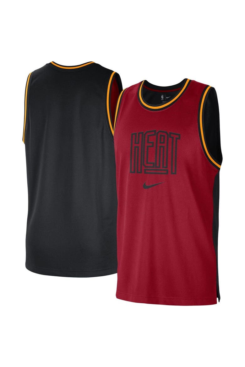 Men's Nike Red/Black Miami Heat Courtside Versus Force Split DNA Performance Mesh Tank Top, Main, color, Red