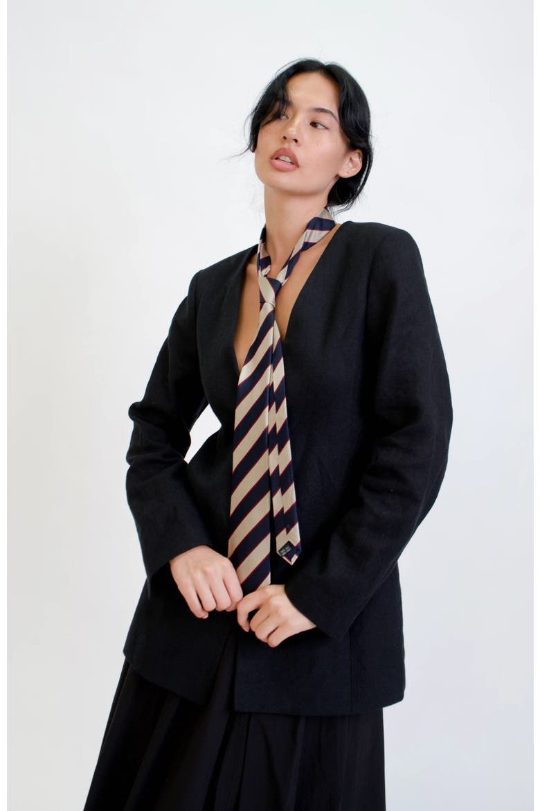 Striped Silk Tie, Alternate, color, Navy Stripe