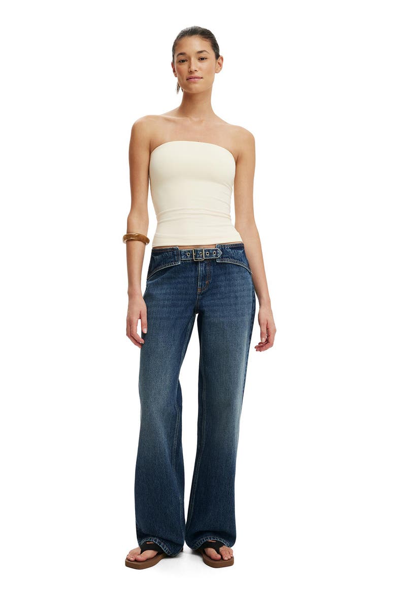 Belted Low Rise Straight Leg Jeans, Alternate, color, SCORPIO BLUE BELT