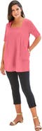 Jessica London Stretch Cotton Square Neck Tunic