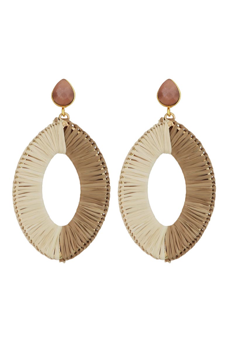 Raffia Marquise Earrings, Main, color, TAN