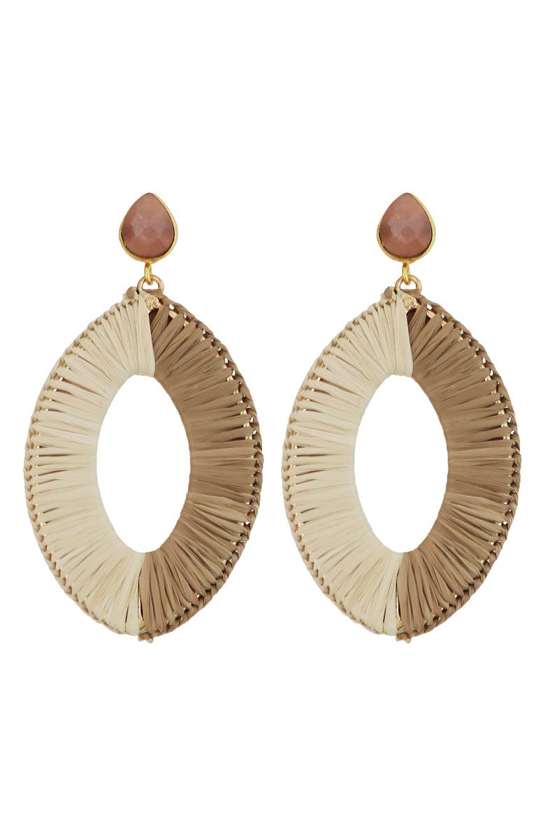 Panacea Raffia Marquise Earrings, Main, color, Tan