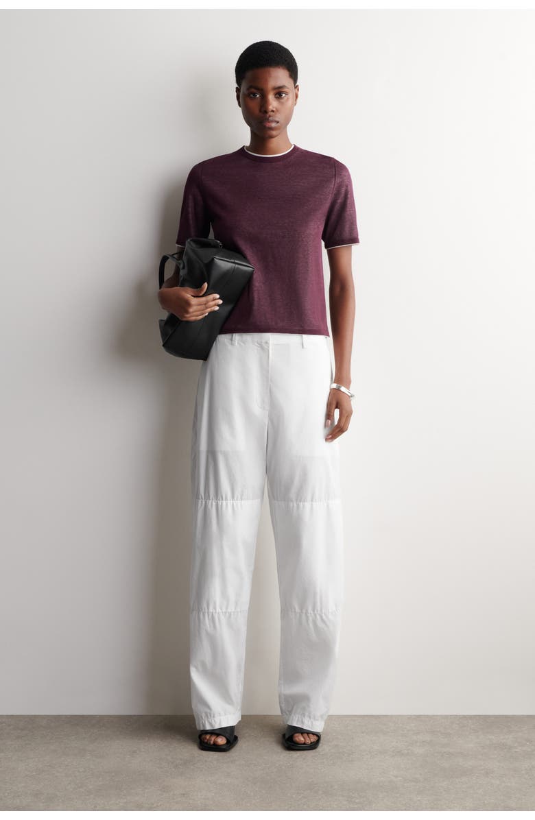 COS Layered Knitted T-Shirt, Alternate, color, Burgundy / White