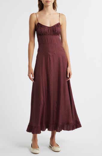 Rosaria Dot Sleeveless Silk Blend Maxi Dress