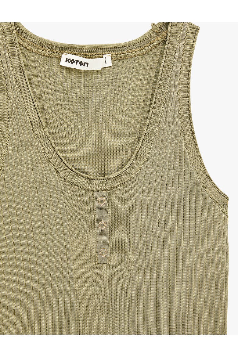 Ribbed Scoop Neck Sleeveless Top, Alternate, color, KHAKI