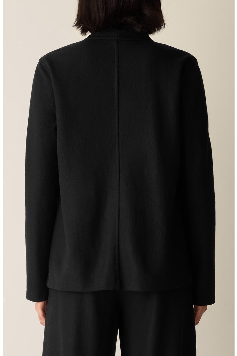High Collar Wool Jersey Jacket, Alternate, color, BLACK