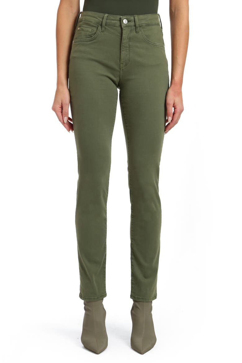 Kathleen High Waist Slim Boyfriend Jeans, Main, color, FOREST GREEN