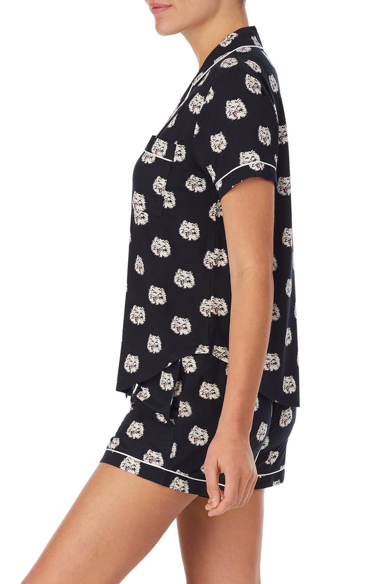 print boxer short pajamas, Alternate, color, BLACK