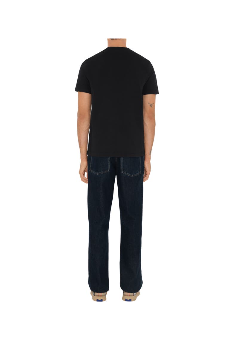 Burberry Check Label Cotton T-shirt, Alternate, color, Black